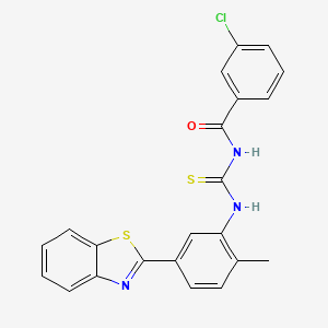 molecular formula C22H16ClN3OS2 B5054869 N-({[5-(1,3-benzothiazol-2-yl)-2-methylphenyl]amino}carbonothioyl)-3-chlorobenzamide 