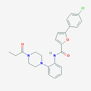 molecular formula C24H24ClN3O3 B505487 5-(4-chlorophenyl)-N-[2-(4-propanoylpiperazin-1-yl)phenyl]furan-2-carboxamide 