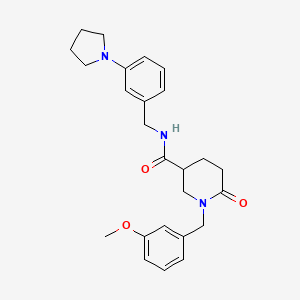 1-[(3-methoxyphenyl)methyl]-6-oxo-N-[(3-pyrrolidin-1-ylphenyl)methyl]piperidine-3-carboxamide