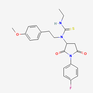molecular formula C22H24FN3O3S B5054892 N'-ethyl-N-[1-(4-fluorophenyl)-2,5-dioxo-3-pyrrolidinyl]-N-[2-(4-methoxyphenyl)ethyl]thiourea 