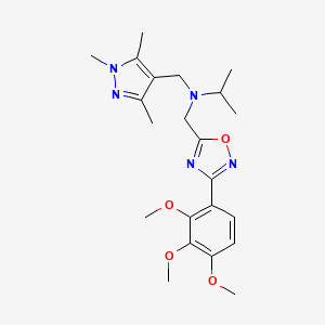 molecular formula C22H31N5O4 B5054994 N-{[3-(2,3,4-trimethoxyphenyl)-1,2,4-oxadiazol-5-yl]methyl}-N-[(1,3,5-trimethyl-1H-pyrazol-4-yl)methyl]-2-propanamine 