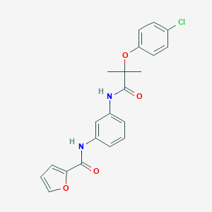 molecular formula C21H19ClN2O4 B505500 N-(3-{[2-(4-chlorophenoxy)-2-methylpropanoyl]amino}phenyl)-2-furamide 
