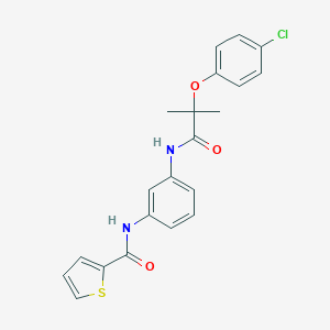 molecular formula C21H19ClN2O3S B505501 N-(3-{[2-(4-chlorophenoxy)-2-methylpropanoyl]amino}phenyl)-2-thiophenecarboxamide 