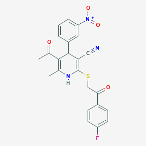 molecular formula C23H18FN3O4S B5055036 5-acetyl-2-{[2-(4-fluorophenyl)-2-oxoethyl]thio}-6-methyl-4-(3-nitrophenyl)-1,4-dihydro-3-pyridinecarbonitrile 