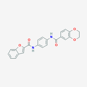 molecular formula C24H18N2O5 B505511 N-{4-[(1-benzofuran-2-ylcarbonyl)amino]phenyl}-2,3-dihydro-1,4-benzodioxine-6-carboxamide 