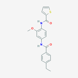 molecular formula C21H20N2O3S B505513 N-{4-[(4-ethylbenzoyl)amino]-2-methoxyphenyl}-2-thiophenecarboxamide 