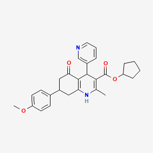 molecular formula C28H30N2O4 B5055150 cyclopentyl 7-(4-methoxyphenyl)-2-methyl-5-oxo-4-(3-pyridinyl)-1,4,5,6,7,8-hexahydro-3-quinolinecarboxylate 