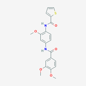 molecular formula C21H20N2O5S B505516 N-{4-[(3,4-dimethoxybenzoyl)amino]-2-methoxyphenyl}-2-thiophenecarboxamide 