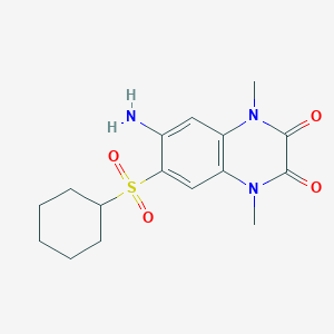 molecular formula C16H21N3O4S B5055179 6-amino-7-(cyclohexylsulfonyl)-1,4-dimethyl-1,4-dihydro-2,3-quinoxalinedione 