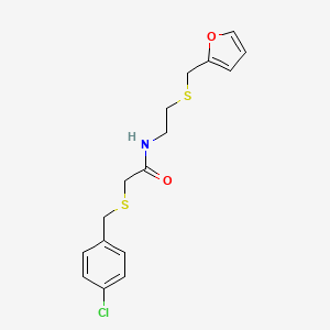molecular formula C16H18ClNO2S2 B5055195 2-[(4-chlorobenzyl)thio]-N-{2-[(2-furylmethyl)thio]ethyl}acetamide 