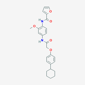 molecular formula C26H28N2O5 B505525 N-(4-{[(4-cyclohexylphenoxy)acetyl]amino}-2-methoxyphenyl)-2-furamide 