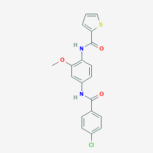 molecular formula C19H15ClN2O3S B505527 N-{4-[(4-chlorobenzoyl)amino]-2-methoxyphenyl}-2-thiophenecarboxamide 