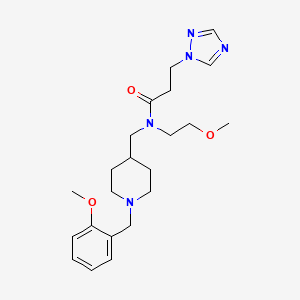 molecular formula C22H33N5O3 B5055375 N-{[1-(2-methoxybenzyl)-4-piperidinyl]methyl}-N-(2-methoxyethyl)-3-(1H-1,2,4-triazol-1-yl)propanamide 