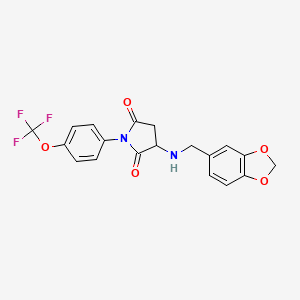molecular formula C19H15F3N2O5 B5055376 3-[(1,3-benzodioxol-5-ylmethyl)amino]-1-[4-(trifluoromethoxy)phenyl]-2,5-pyrrolidinedione 