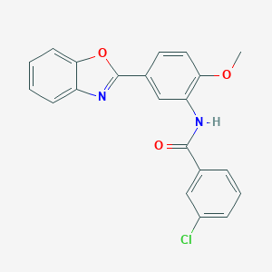 molecular formula C21H15ClN2O3 B505556 N-[5-(1,3-benzoxazol-2-yl)-2-methoxyphenyl]-3-chlorobenzamide 