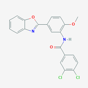 molecular formula C21H14Cl2N2O3 B505557 N-[5-(1,3-benzoxazol-2-yl)-2-methoxyphenyl]-3,4-dichlorobenzamide 