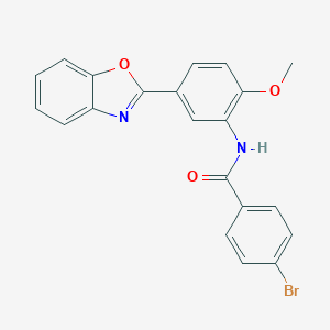 molecular formula C21H15BrN2O3 B505558 N-[5-(1,3-benzoxazol-2-yl)-2-methoxyphenyl]-4-bromobenzamide 