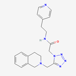 molecular formula C20H23N7O B5055643 2-[5-(3,4-dihydro-2(1H)-isoquinolinylmethyl)-1H-tetrazol-1-yl]-N-[2-(4-pyridinyl)ethyl]acetamide 