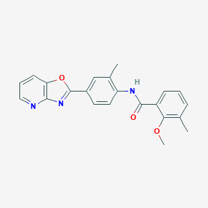 molecular formula C22H19N3O3 B505565 2-methoxy-3-methyl-N-(2-methyl-4-[1,3]oxazolo[4,5-b]pyridin-2-ylphenyl)benzamide 