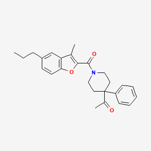 molecular formula C26H29NO3 B5055666 1-{1-[(3-methyl-5-propyl-1-benzofuran-2-yl)carbonyl]-4-phenyl-4-piperidinyl}ethanone 