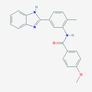 molecular formula C22H19N3O2 B505570 N-[5-(1H-benzimidazol-2-yl)-2-methylphenyl]-4-methoxybenzamide 