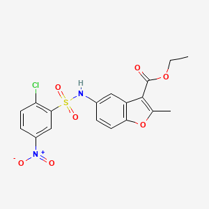 molecular formula C18H15ClN2O7S B5055722 ethyl 5-{[(2-chloro-5-nitrophenyl)sulfonyl]amino}-2-methyl-1-benzofuran-3-carboxylate 