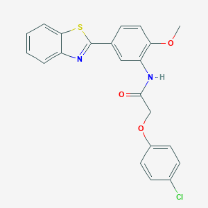 molecular formula C22H17ClN2O3S B505573 N-[5-(1,3-benzothiazol-2-yl)-2-methoxyphenyl]-2-(4-chlorophenoxy)acetamide 