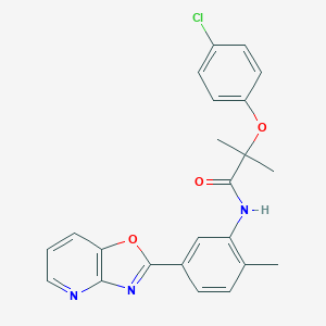 molecular formula C23H20ClN3O3 B505575 2-(4-chlorophenoxy)-2-methyl-N-(2-methyl-5-[1,3]oxazolo[4,5-b]pyridin-2-ylphenyl)propanamide 