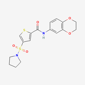 molecular formula C17H18N2O5S2 B5055762 N-(2,3-dihydro-1,4-benzodioxin-6-yl)-4-(1-pyrrolidinylsulfonyl)-2-thiophenecarboxamide 