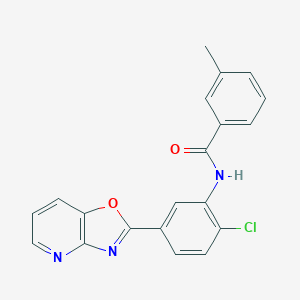 molecular formula C20H14ClN3O2 B505577 N-(2-chloro-5-[1,3]oxazolo[4,5-b]pyridin-2-ylphenyl)-3-methylbenzamide 