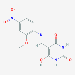 molecular formula C12H10N4O6 B5055787 5-{[(2-methoxy-4-nitrophenyl)amino]methylene}-2,4,6(1H,3H,5H)-pyrimidinetrione 