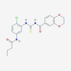 N-[[5-(butanoylamino)-2-chlorophenyl]carbamothioyl]-2,3-dihydro-1,4-benzodioxine-6-carboxamide