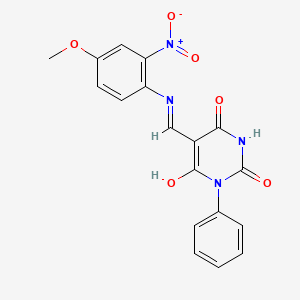 molecular formula C18H14N4O6 B5055824 5-{[(4-methoxy-2-nitrophenyl)amino]methylene}-1-phenyl-2,4,6(1H,3H,5H)-pyrimidinetrione 