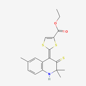 molecular formula C18H19NO2S3 B5055832 ethyl 2-(2,2,6-trimethyl-3-thioxo-2,3-dihydro-4(1H)-quinolinylidene)-1,3-dithiole-4-carboxylate CAS No. 5815-87-2