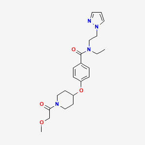 molecular formula C22H30N4O4 B5055835 N-ethyl-4-{[1-(methoxyacetyl)-4-piperidinyl]oxy}-N-[2-(1H-pyrazol-1-yl)ethyl]benzamide 