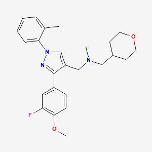 1-[3-(3-fluoro-4-methoxyphenyl)-1-(2-methylphenyl)-1H-pyrazol-4-yl]-N-methyl-N-(tetrahydro-2H-pyran-4-ylmethyl)methanamine