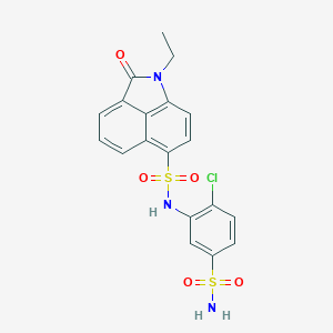 molecular formula C19H16ClN3O5S2 B505587 N-[5-(aminosulfonyl)-2-chlorophenyl]-1-ethyl-2-oxo-1,2-dihydrobenzo[cd]indole-6-sulfonamide 