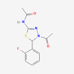 N-[4-acetyl-5-(2-fluorophenyl)-4,5-dihydro-1,3,4-thiadiazol-2-yl]acetamide