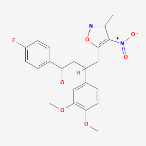 molecular formula C22H21FN2O6 B505592 3-(3,4-Dimethoxyphenyl)-1-(4-fluorophenyl)-4-{4-nitro-3-methyl-5-isoxazolyl}-1-butanone 
