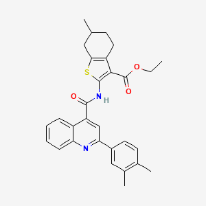 ethyl 2-({[2-(3,4-dimethylphenyl)-4-quinolinyl]carbonyl}amino)-6-methyl-4,5,6,7-tetrahydro-1-benzothiophene-3-carboxylate