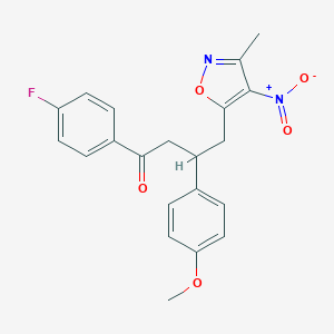 molecular formula C21H19FN2O5 B505593 1-(4-Fluorophenyl)-4-{4-nitro-3-methyl-5-isoxazolyl}-3-(4-methoxyphenyl)-1-butanone 