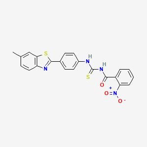 molecular formula C22H16N4O3S2 B5055944 N-({[4-(6-methyl-1,3-benzothiazol-2-yl)phenyl]amino}carbonothioyl)-2-nitrobenzamide 