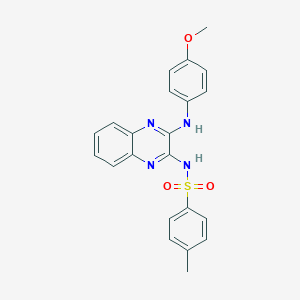 molecular formula C22H20N4O3S B505595 N-{3-[(4-methoxyphenyl)amino]quinoxalin-2-yl}-4-methylbenzenesulfonamide 
