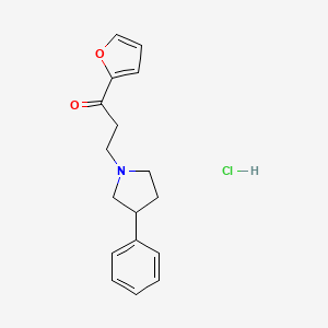 molecular formula C17H20ClNO2 B5055957 1-(Furan-2-yl)-3-(3-phenylpyrrolidin-1-yl)propan-1-one;hydrochloride 