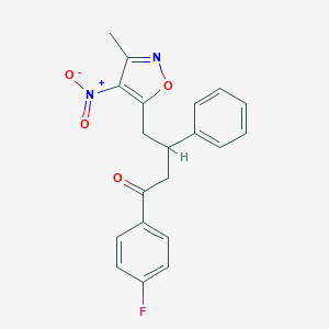 molecular formula C20H17FN2O4 B505597 1-(4-Fluorophenyl)-4-{4-nitro-3-methyl-5-isoxazolyl}-3-phenyl-1-butanone 
