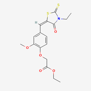 ethyl {4-[(3-ethyl-4-oxo-2-thioxo-1,3-thiazolidin-5-ylidene)methyl]-2-methoxyphenoxy}acetate