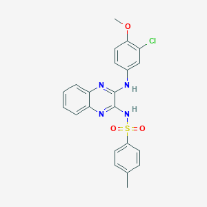 molecular formula C22H19ClN4O3S B505598 N-[3-(3-chloro-4-methoxyanilino)-2-quinoxalinyl]-4-methylbenzenesulfonamide CAS No. 499185-28-3