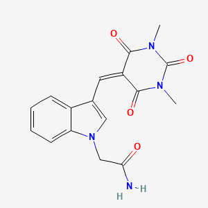 molecular formula C17H16N4O4 B5056001 2-{3-[(1,3-dimethyl-2,4,6-trioxotetrahydro-5(2H)-pyrimidinylidene)methyl]-1H-indol-1-yl}acetamide 