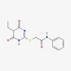 molecular formula C14H15N3O3S B5056016 2-[(5-ethyl-4,6-dioxo-1,4,5,6-tetrahydro-2-pyrimidinyl)thio]-N-phenylacetamide 