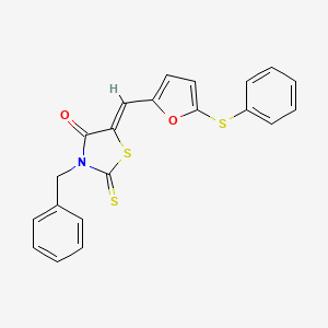 molecular formula C21H15NO2S3 B5056050 3-benzyl-5-{[5-(phenylthio)-2-furyl]methylene}-2-thioxo-1,3-thiazolidin-4-one 